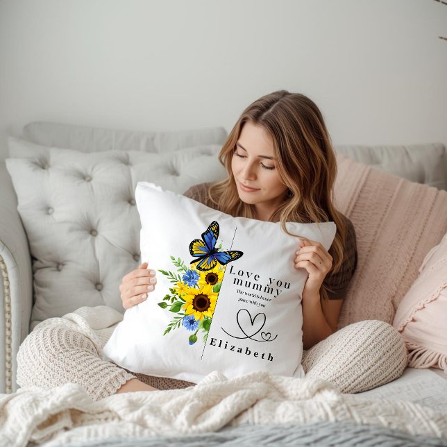 Love You Mummy Personalized Floral Throw Pillow Kussen (Creator heeft geüpload)