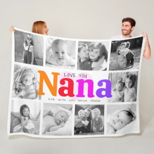Love You Nana 10 Fotocollage Kleurrijk Modern Fleece Deken