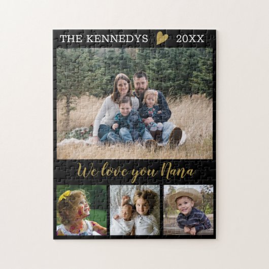 Love You Nana 4 Family Photo Collage Black Legpuzzel (Verticaal)