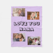 Love You Nana 4 foto Paarse Fleece Deken (Voorkant)