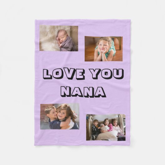 Love You Nana 4 foto Paarse Fleece Deken (Voorkant)
