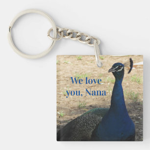 Love You Nana Blue Bird Photo  Peacock Sleutelhanger