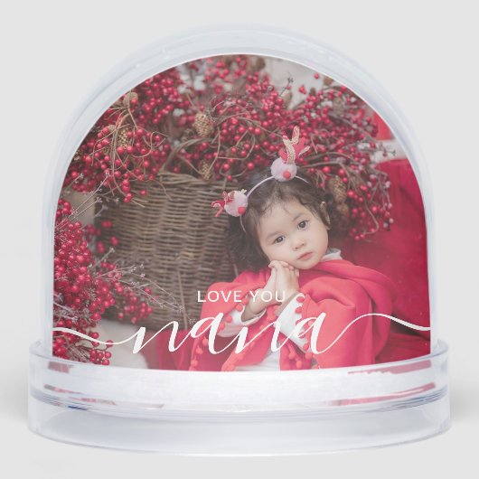 Love You Nana Simple Script Modern 2 Photo Sneeuwbol (Voorkant)