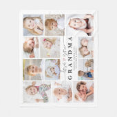 Love You Oma 12 Foto Collage Hart Wit Grijs Fleece Deken (Voorkant)