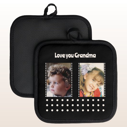 Love you oma 2 foto polka dots zwart pannenlap