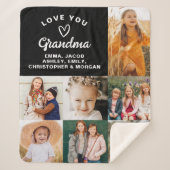 Love You Oma 7 Foto Zwart Sherpa Deken (Voorkant)