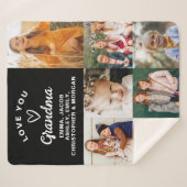 Love You Oma 7 Foto Zwart Sherpa Deken (Voorkant (horizontaal))