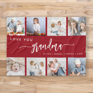 Love You Oma 8 Fotocollage Cranberry Rood Fleece Deken