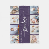 Love You Oma 8 Fotocollage Paarse Fleece Deken (Voorkant)