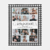 Love You oma aangepaste tekst 12-foto Gingham Fleece Deken (Voorkant)
