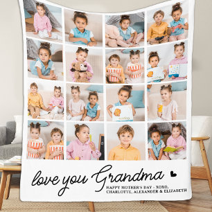 Love You Oma Custom Eenvoudig Modern 16 Foto Fleece Deken