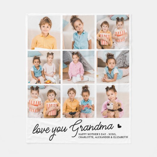 Love You Oma Custom Modern Simple 9 Foto Fleece Deken (Voorkant)