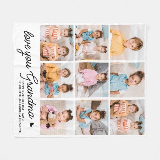Love You Oma Custom Modern Simple 9 Foto Fleece Deken (Voorkant (Horizontaal))