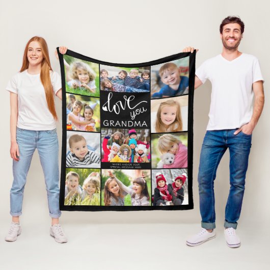 Love You Oma Fotocollage 11 Afbeeldingen Custom Fleece Deken (In situ)