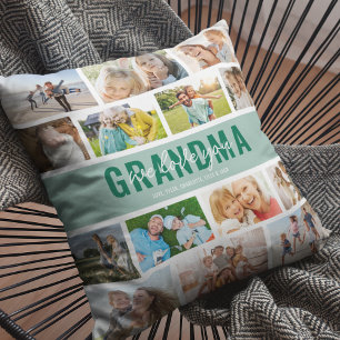 Love You Oma Fotocollage Groen Kussen