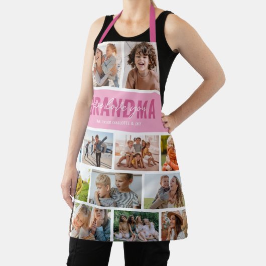 Love You Oma Fotocollage Roze Schort (Insitu)