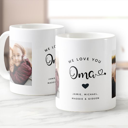 Love you OMA Hearts Custom Two Photo Coffee Mok