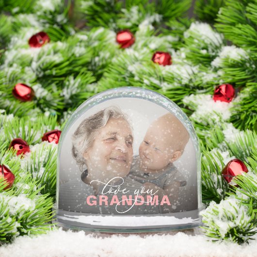 Love You Oma Modern Elegant Script 2 Foto Sneeuwbol (Kerstmis)