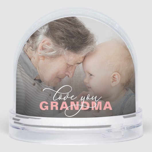 Love You Oma Modern Elegant Script 2 Foto Sneeuwbol (Achterkant)