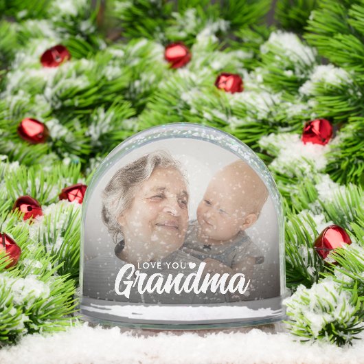 Love You Oma Modern Elegant Script 2 Foto Sneeuwbol (Kerstmis)
