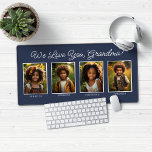 Love You Oma Opa 4 foto's Bureaumat<br><div class="desc">We Love You Oma of Opa 4 Foto's Desk Mat Muismat met 4 van uw favoriete foto's en aangepaste tekst in modern script. Alles is volledig aanpasbaar, zodat u het kunt wijzigen in opa, papa, mamaw, mimi of elke gewenste tekst! De achtergrond is marineblauw, maar kan gemakkelijk worden gewijzigd door...</div>