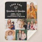 Love You Oma & Opa 7 Foto Zwart Sherpa Deken (Voorkant)