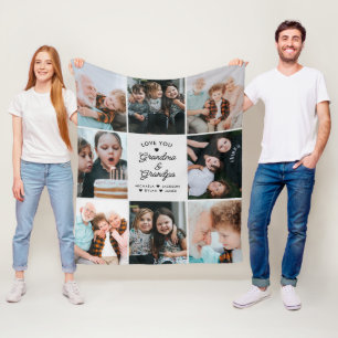 Love You Oma & Opa Moderne 8-foto Collage Fleece Deken