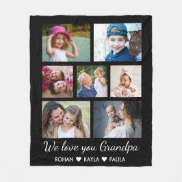 Love You Opa Grandkids 7 Fotocollage Zwart Fleece Deken