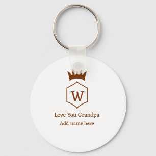 Love you opa kroon voeg naamgegevens bruin squa sleutelhanger