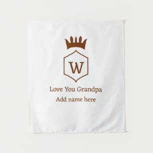 Love you opa kroon voeg naamgegevens bruin squa wandkleed