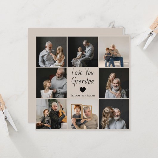 Love You Opa met Hart & Foto's - (Voorkant / Achterkant in situ)