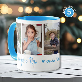 Love You Opa Namen van kleinkinderen 5 Foto Collag Mok