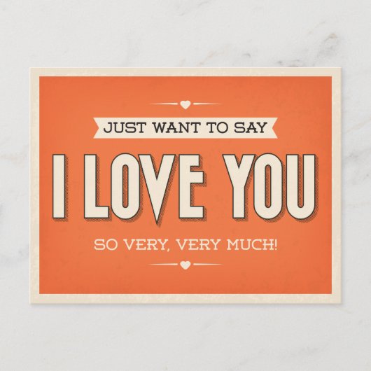  Love You Oranje Grunge Briefkaart (Voorkant)
