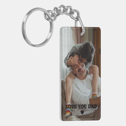 Love You Papa Foto Vaderdag cadeau Sleutelhanger (Voorkant Links)