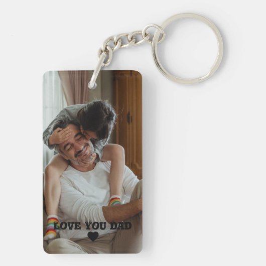 Love You Papa Foto Vaderdag cadeau Sleutelhanger (achterkant)