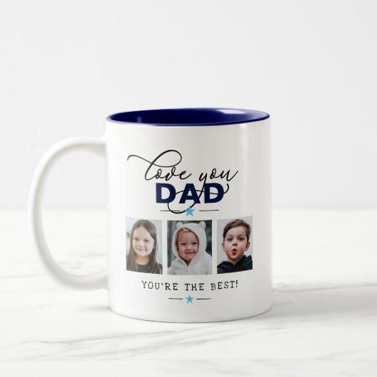 Love You Papa / Papa / Andere 6-foto aangepaste te Tweekleurige Koffiemok (Links)