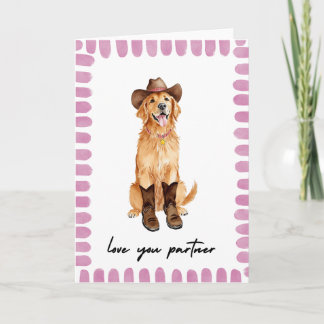 Love You Partner Cowboy Dog Valentines Day Card Feestdagen Kaart