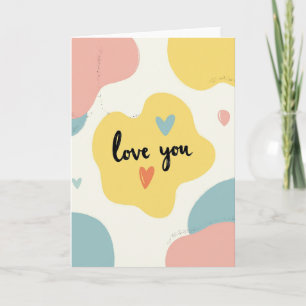 Love You Pastel Harten Kaart