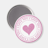 Love You Pink Glitter Magneet (Voorkant / Achterkant)