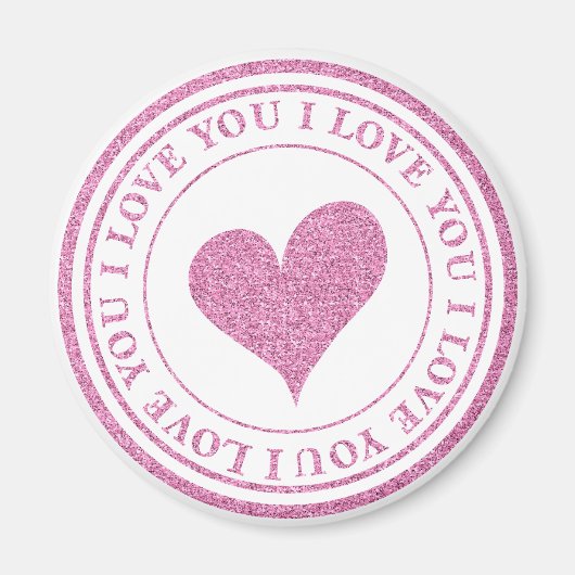 Love You Pink Glitter Magneet (Voorkant)