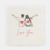 Love You Pink Heart Napkins Servet (Voorkant)