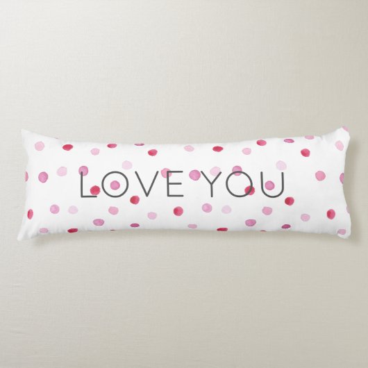 LOVE YOU Pink Polka Dots Sweet Valentijn Decor Fun Lichaamskussen (Voorkant)