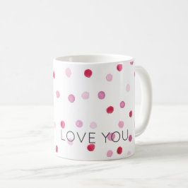LOVE YOU Pink Polka Dots Sweet Valentijn Special Koffiemok