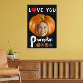 LOVE YOU Pompoen Custom Foto - zwart Poster