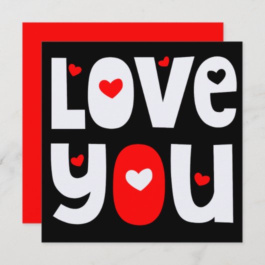 Love You Quote Happy Valentijnse Wit Rood Zwart Kaart (Voorkant / Achterkant)