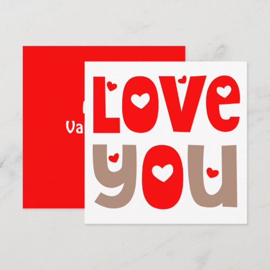 Love You Quote Happy Valentines Day Rood Wit Kaart (Voorkant / Achterkant)