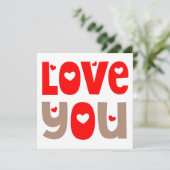 Love You Quote Happy Valentines Day Rood Wit Kaart (Staand voorkant)