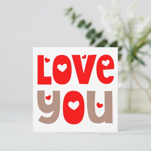 Love You Quote Happy Valentines Day Rood Wit Kaart (Staand voorkant)
