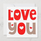 Love You Quote Happy Valentines Day Rood Wit Kaart (Voorkant)