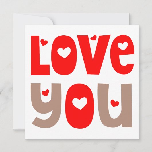 Love You Quote Happy Valentines Day Rood Wit Kaart (Voorkant)